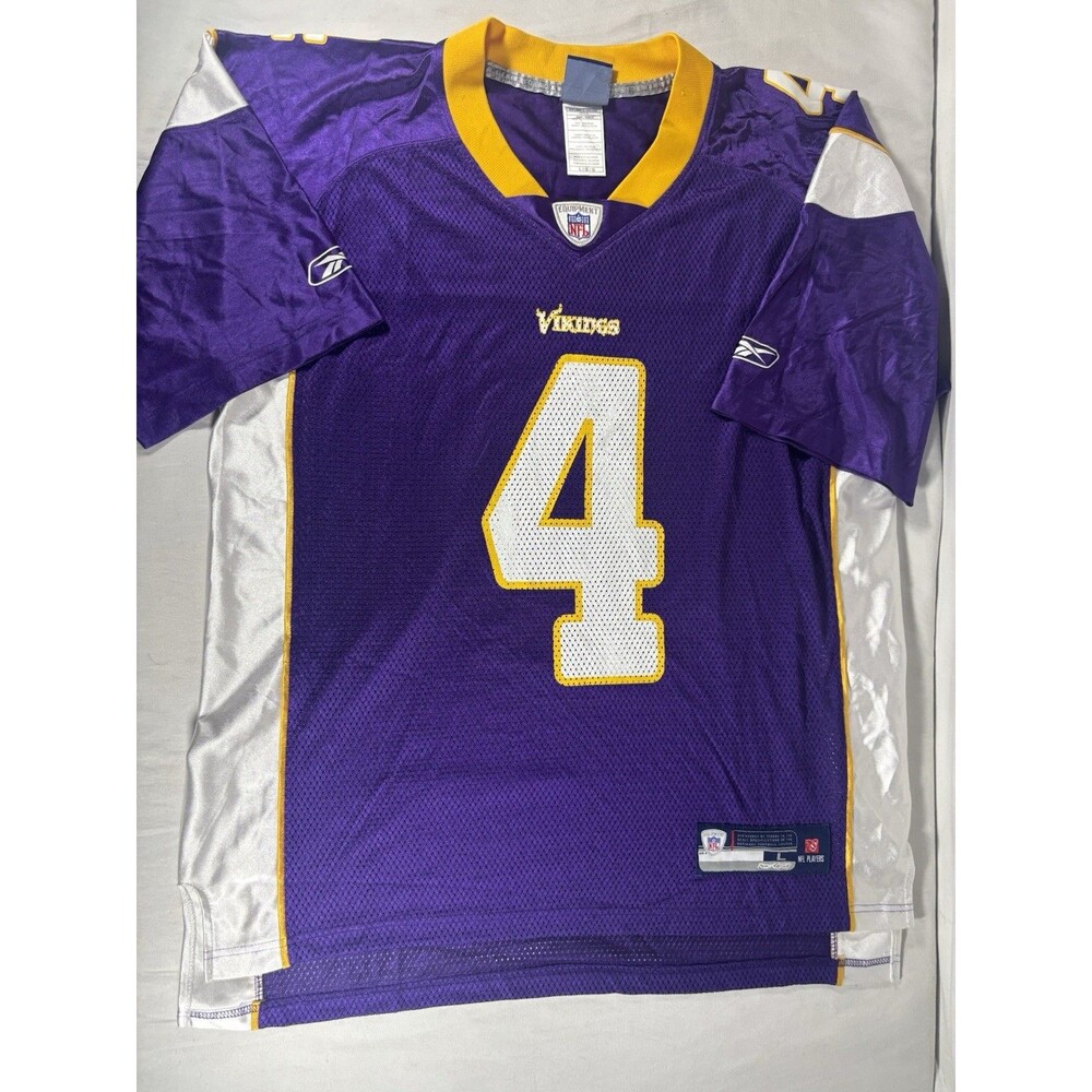 Reebok Minnesota Vikings Brett Favre #4 Jersey Size L Purple NFL
